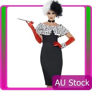 Cruella De Vil Costume,Women Size XXX Large,101 Dalmatians Dress